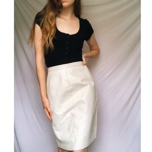 Vintage White Leather Pencil Skirt